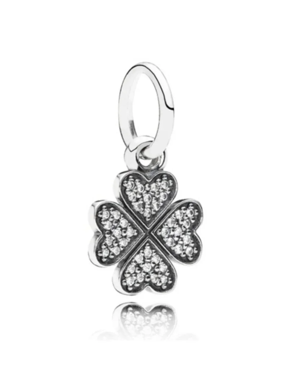 Pandora Retired Sterling Silver Symbol of Lucky in Love Clover Dangle with Clear